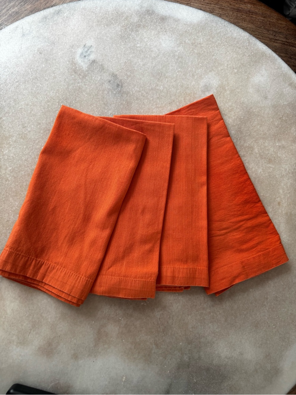 Crate&Barrel Vibrant Orange Cotton Napkins - Set of 4